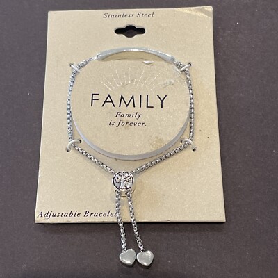 Target Silver Tone Adjustable Bracelet FAMILY IS FOREVER