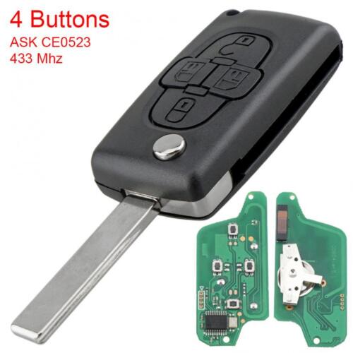 Fit for Peugeot / Citroen 433Mhz Flip Folding Remote Car Key Fob with ID46 Chip - Afbeelding 1 van 11