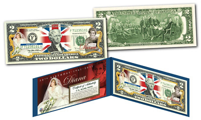 PRINCESS DIANA * 50th Birthday * Legal Tender U.S. $2 Bill w/Folio & Certificate