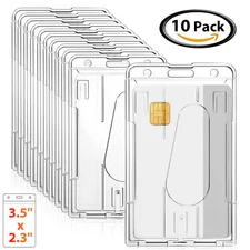 10x Clear ID Card Badge Holder Hard Plastic Protector Vertical Slim Protect Case