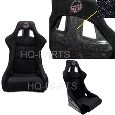 NRG PRISMA FIXED BACK BUCKET RACING SEAT BLACK ALCANTARA + SIDE MOUNTS MEDIUM