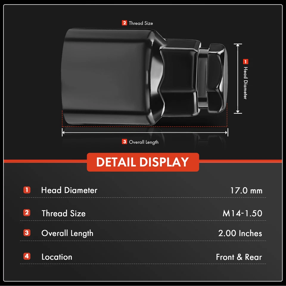 5x M14-1.5 17 mm hexagonal negro 28 mm perno de bloqueo de rueda para Mercedes-Benz A250 B200 Foto 2 de 4