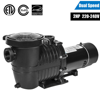 Dual Speed 2HP High-Flo INGROUND Swimming POOL PUMP  Strainer Energy Saving 230V