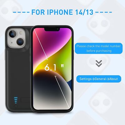 Portable Charging Cover for iPhone 14/13 Phone Case 5000mAh Power Battery Case