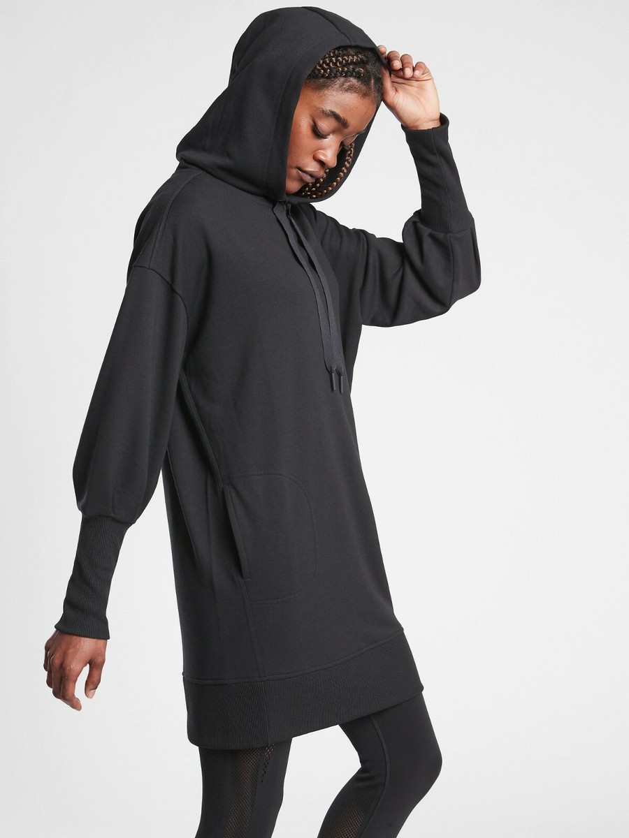 【SHALOM】Mola Bg Hoody Dress - Stripe EUC Athleta Mala Hoodie Dress, Light Oatmeal Heather SIZE S