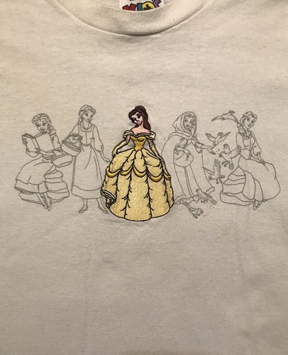 Vintage 90s Belle Disney Kids Beauty And The Beast Shirt Size 7/14 Embroidered - Picture 2 of 9