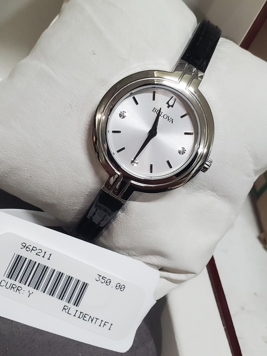 Bulova Rhapsody 30mm Silver Stainless Steel Case with Black Leather Strap  $350