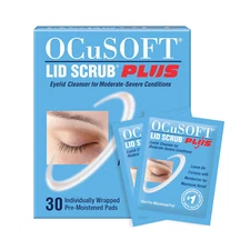 Ocusoft Lid Scrub plus - Pre-Moistened Leave-On Eyelid Wipes for Moderate to Sev