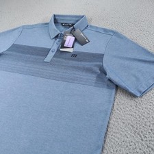TravisMathew Polo Shirt Mens Medium Blue Coastal Chest Stripe Golf TM1MY402 NWT