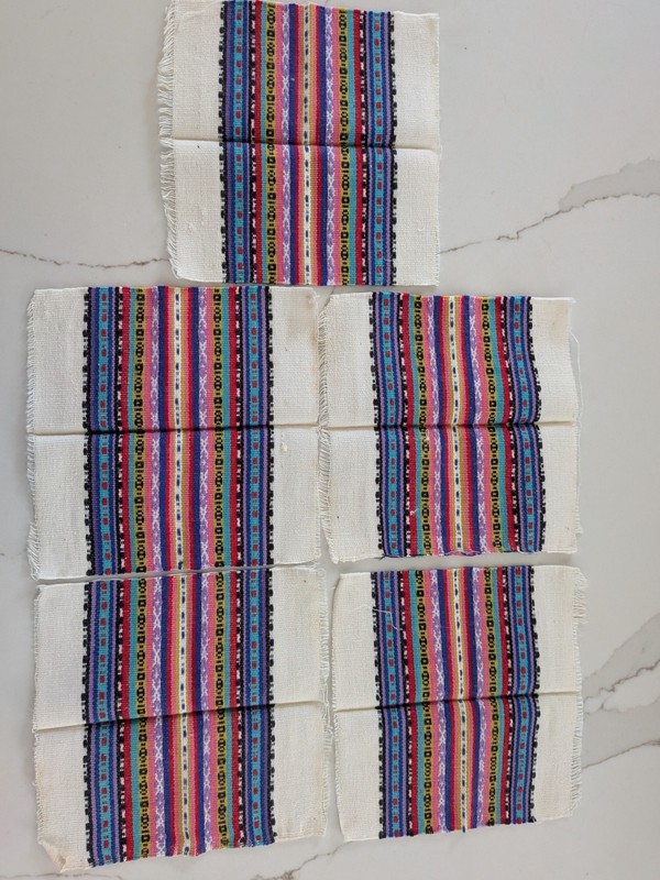 Woven Guatamalan Maya Serviletta Cotton 6"X6" Miniature Serape Tortilla Liners 