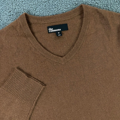 The Commons Cashmere Sweater Mens Medium V-Neck Brown Soft Pullover