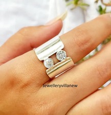 Handmade Sterling Silver Crystal Quartz Ring: Reflective Gemstone All Size