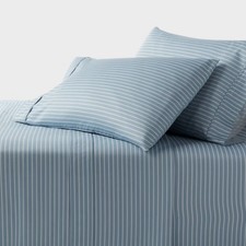 King 400 Thread Count Performance Sheet Set Blue Stripe - Threshold