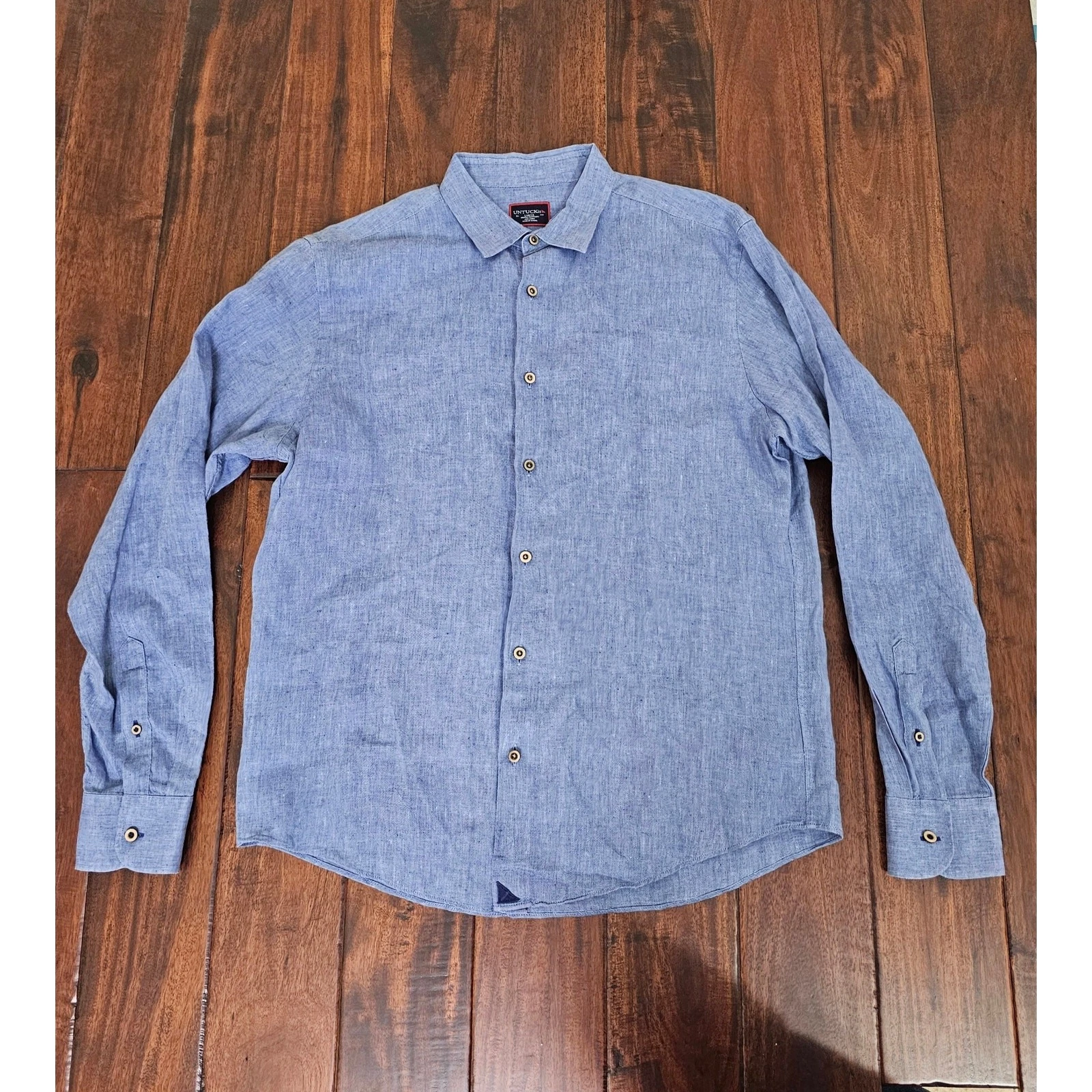 Untuckit blue linen shirt mens size L