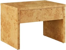 Hudson Burl Wood 1-Drawer Nightstand in Natural - Accent Table with Storage - Mo