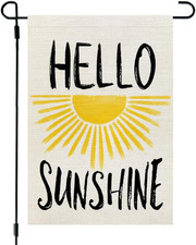 Hello Sunshine Summer Garden Flag 12 18 Inch Double Sided for Outside Boho Small