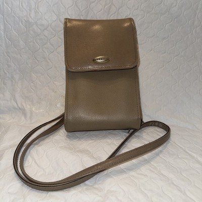 Liz Claiborne Tan Two Tone Faux Leather Crossbody Bag Detachable Strap Wallet