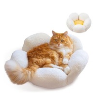 WHITE Catstages Purrfect Petals Washable Flower Shaped Round Cat Bed