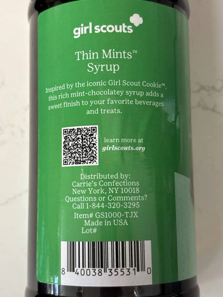 Xarope fino em perfeito estado Girl Scout. Garrafa lacrada nova Zero Calories 1 litro - Imagem 3 de 4