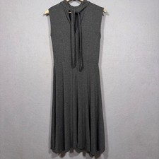 Dip Sleeveless Gray Midi Dress Medium Neck Tie Versatile Classic Flattering Soft
