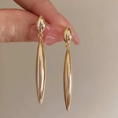 Gold Tone Waterdrop Oval Drop Earrings Women Geometric Classic Jewelry