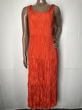 Eileen Fisher Womens Midi Dress Orange Size XXS Crushed Silk Tiered Sleeveless