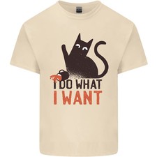 Camiseta de algodón ligero I Do What I Want Funny Cat para hombre