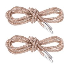 2pcs Rhinestone Shoe Laces 39" Length for Shorts Sneakers Rose Gold Champagne