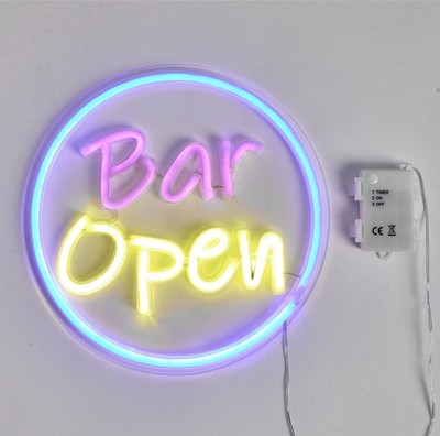 Bar offen Neonlicht Schild Batteriebetrieben LED Hausbar Garten Party Deko