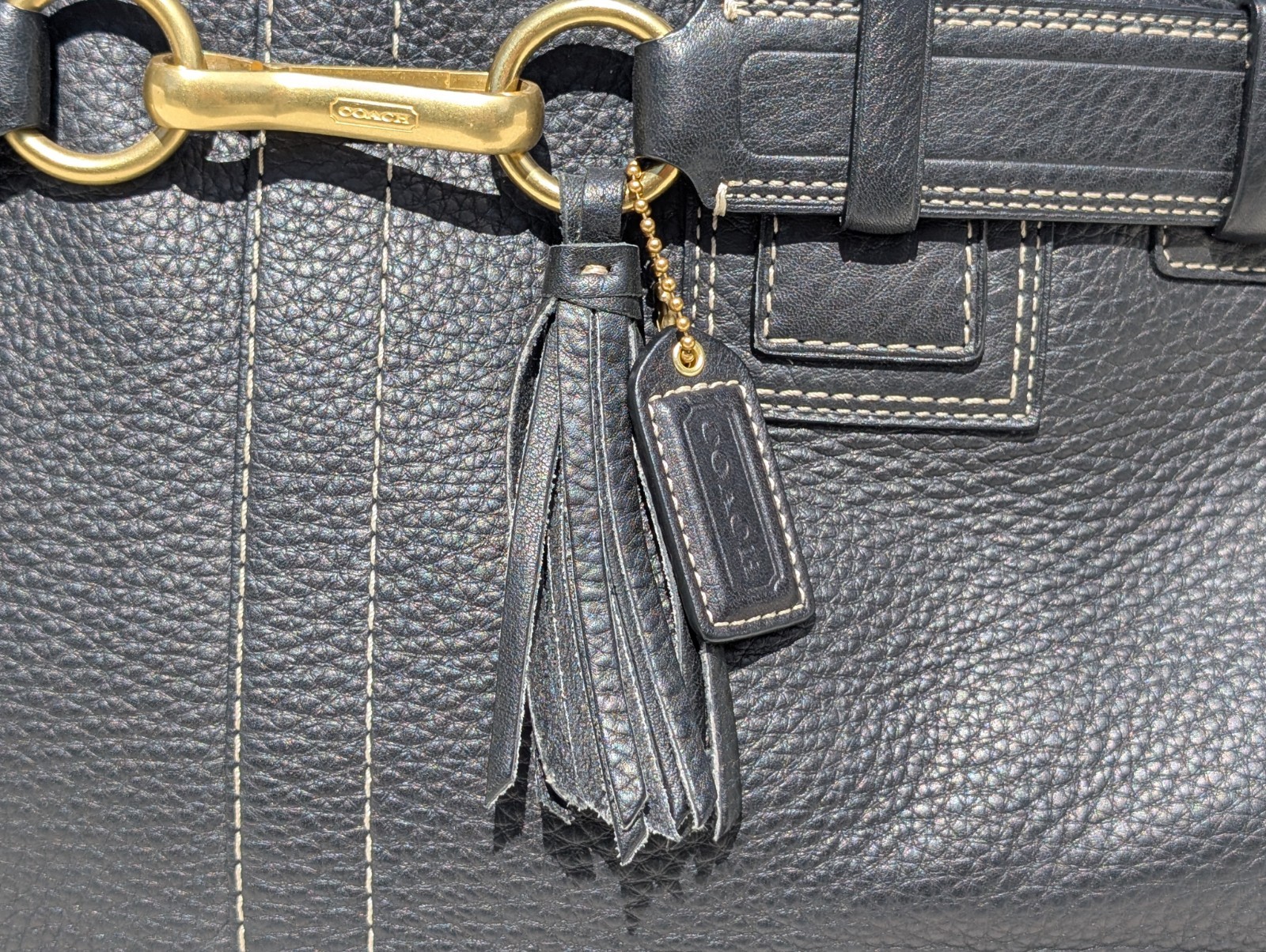 Rare New NWT Collectible 2006 Coach Hamptons Pebbled Leather Tote Style 10215 image 4