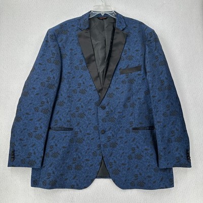 Linea Uomo Dress Suit Blazer Jacket Blue Rose Print Tuxedo Mens