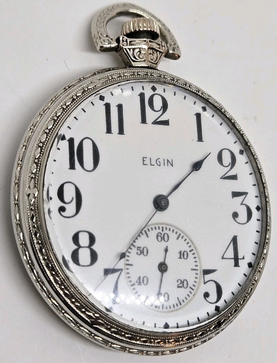 Grade 345 1928 Elgin Pocket Watch Art Deco Elgin Pocket Watches