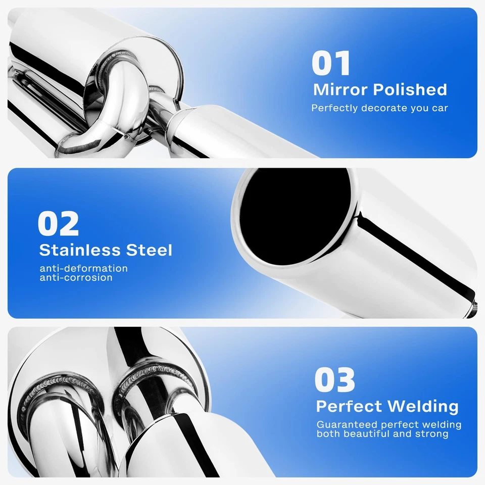 For Honda Prelude Twin Loop Exhaust Muffler 2.5" Inlet 4.0" Outlet Tip Polished Foto 4 de 4