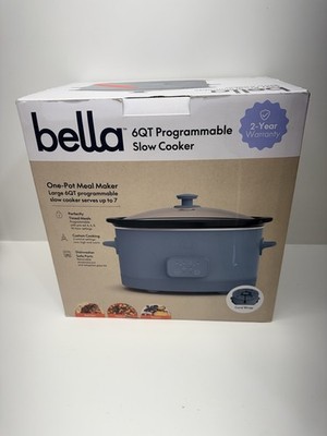 Bella 6.0 Qt Programmable Slow Cooker Ceramic Nonstick Coating Surf Blue