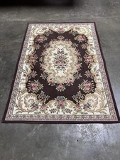 Traditional Floral Area Rug 170x120cm – Vintage Style Brown Cream Carpet