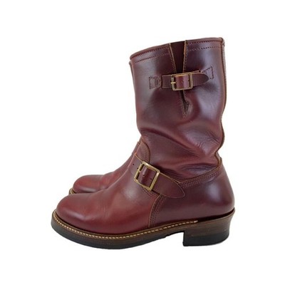 JOHN LOFGREN Boots LK-003 Engineer Boots Size 8 Vibram Sole Leather Bordeaux