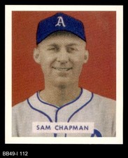1949 Bowman REPRINT #112 Sam Chapman Athletics 8 - NM/MT