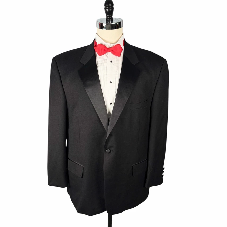 Versini Tuxedo Mens 46S Black Wool One Button Double Pleated Pants 40x29 Formal - Image 3 of 4