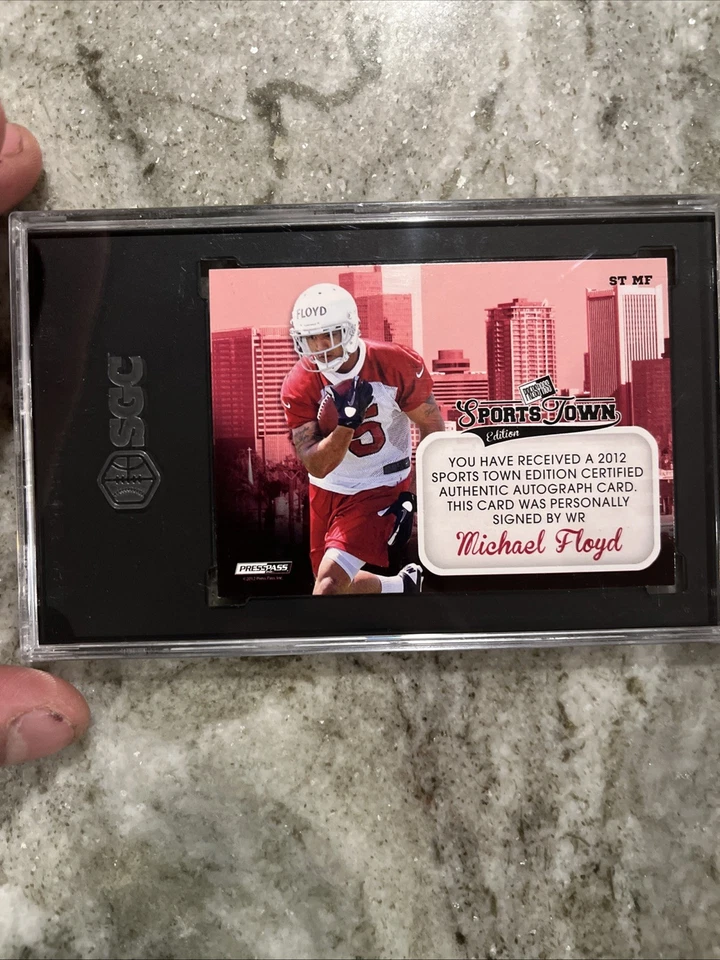2012 Press Pass Sports Town Edition Auto- Michael Floyd #ST MF Silver Satin  /10 - Image 2 of 2