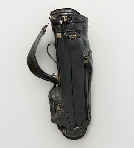 Vintage Miller Pro Model Golf Staff Bag - Black Faux Gator/Crocodile Print - Afbeelding 1 van 9