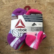 Reebok Girls Pro-Series Ankle Socks 6-Pack Size Small Fits Shoe Size 6 - 10.5