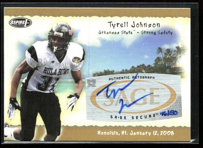 Tyrell Johnson 2008 SAGE Aspire Hula Bowl Autographs Auto /50 #H9 Arkansas State