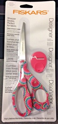 Fiskars 167552-1008 2 Piece Designer 8'' Bent Scissors with Sewsharp Sharpener