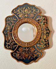 Vintage Robert M Weiss Reverse Painted Glass Mirror Handmade Peru Artisan