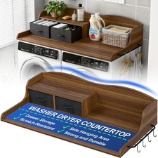 2-Tier Washer Dryer Countertop, Laundry Room Organizer with Drawers  Side Ha...