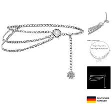 Multilayer Bauchgürtel Legierung Taille Kette für Frauen, Silber, 90 cm