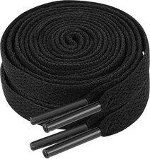 2 Pairs Black Shoe Laces for Sneakers, Flat Black Shoelaces for Sneakers, 5/16"