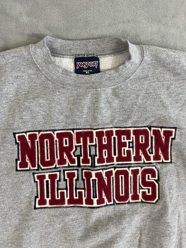 Vintage Jansport Sweatshirt Mens XL Gray Northern Illinois Crewneck Made USA 90s - Picture 2 of 6