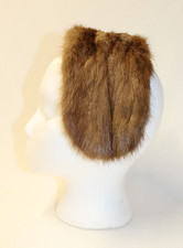 VINTAGE MID-CENTURY LIGHT BROWN MINK FUR HEAD BAND, 4 INCHES WIDE W/ BLACK SATIN