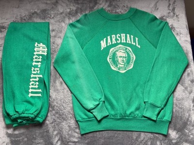 Vintage 1980s Marshall Thundering Herd  Mens Large Green Sweatshirt Sweatpants